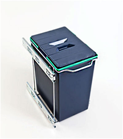 Выдвижное мусорное ведро, с шариковыми направляющими бокового крепления, одинарное